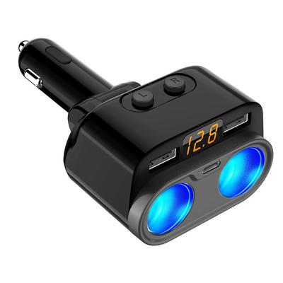Car Mobile Phone Charger Dual USB Mini Fast Charging Type-C Voltage Digital Display