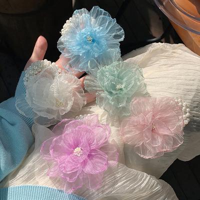 Early Spring New Dopamine Pearl Mesh Yarn Flower Hair Band Sweet Small Fresh Hair Rope Fashionable Versatile Niche Hair Accessories