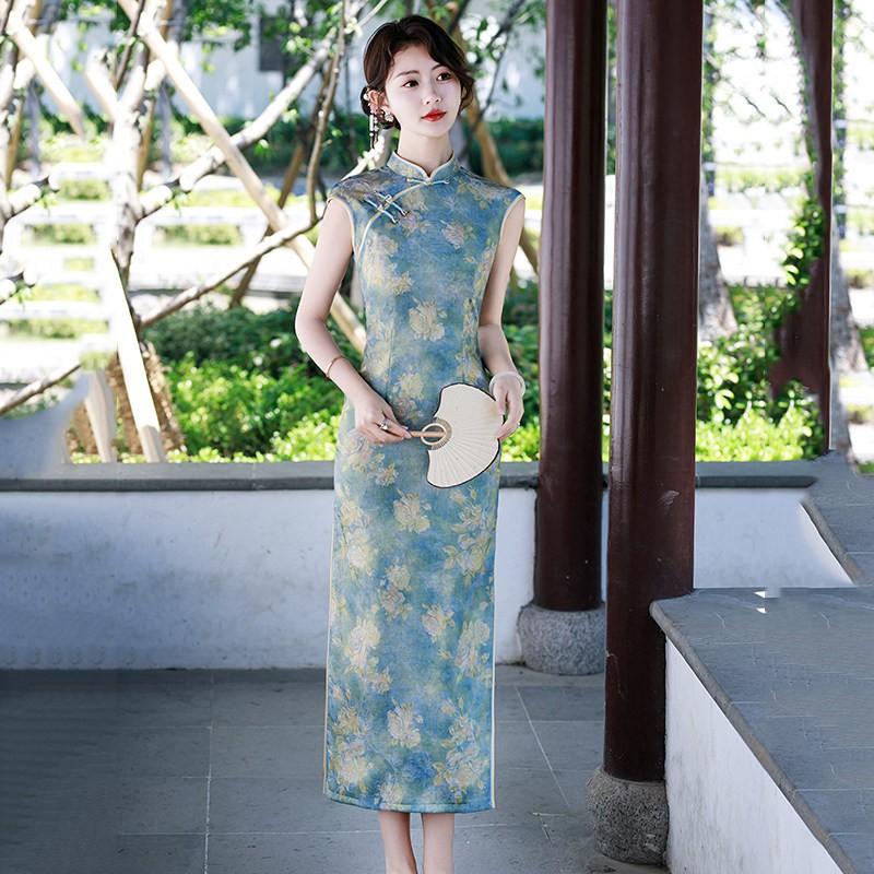 Sleeveless Modern Chinese Style Long Cheongsam Dress Women 2026 Elegant Daily Wear Small