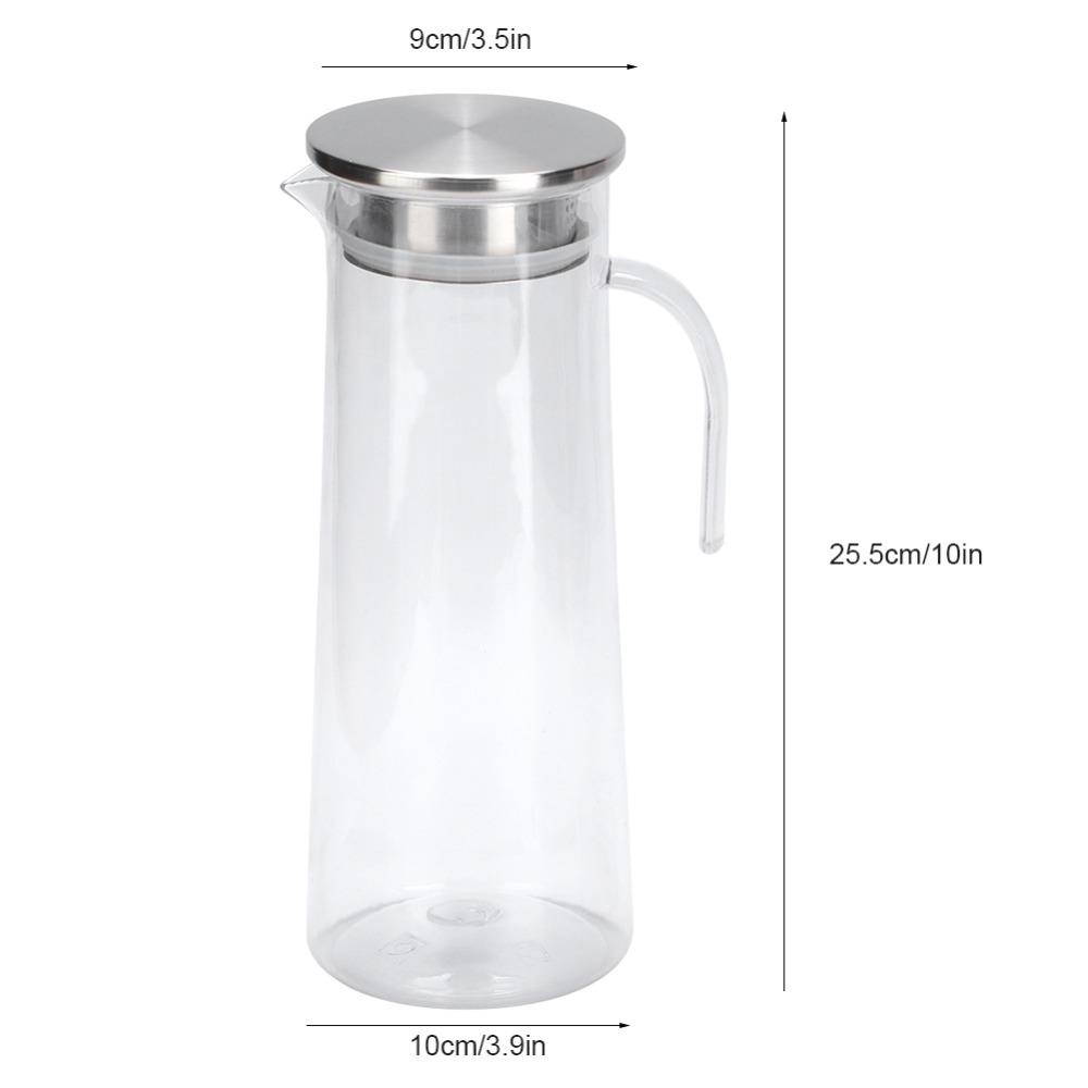 Bamboo Lid Transparent Water Pitcher Acrylic Cold Water Pitcher Acrylic Juice Bottle Bar Use Stainless Steel Lid