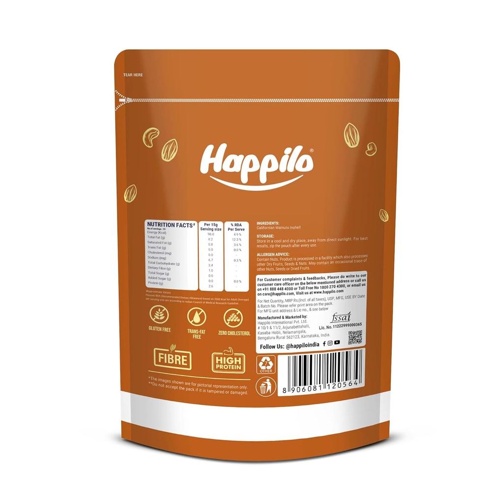 Грецкий орех в скорлупе (500 г), 100% Natural Premium Californian Inshell Walnut, Happilo