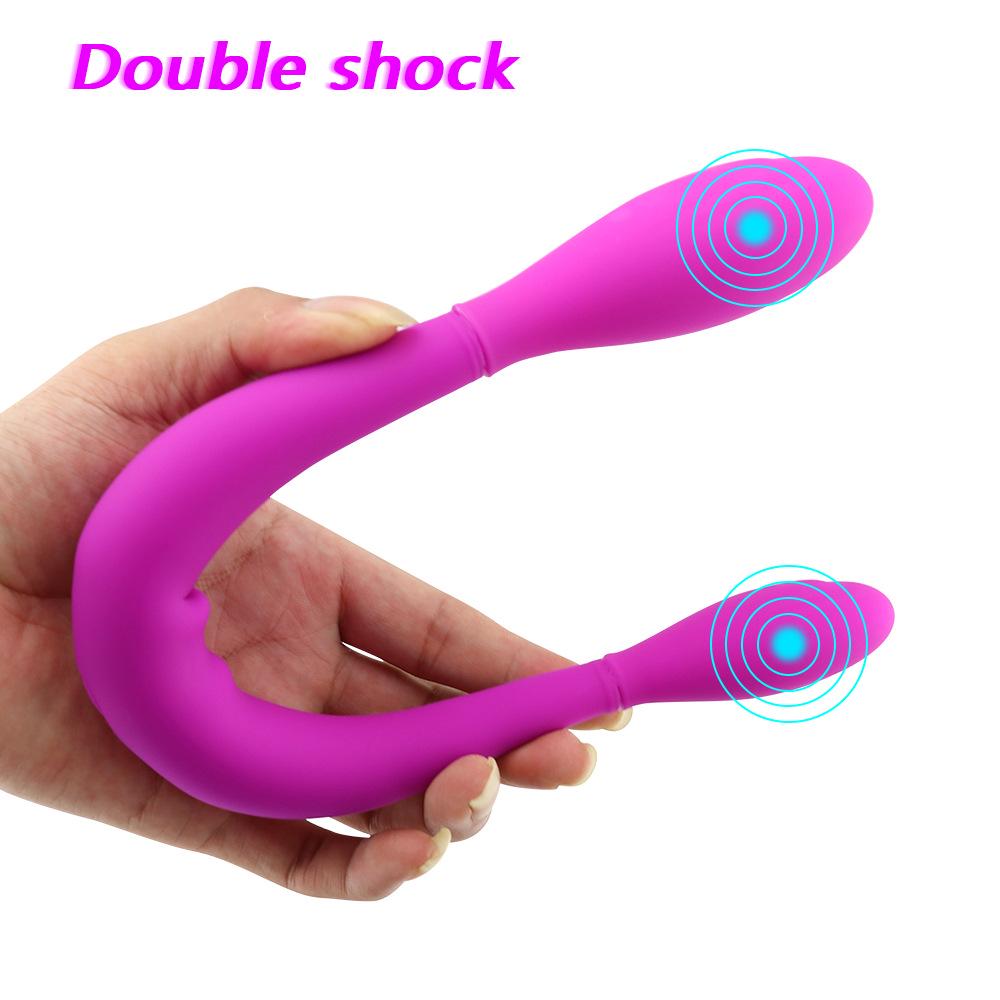 Double Dong Dildo Rechargeable Two Shock Ends Realistic Dildo Female Masturbator Sex Toys for Women