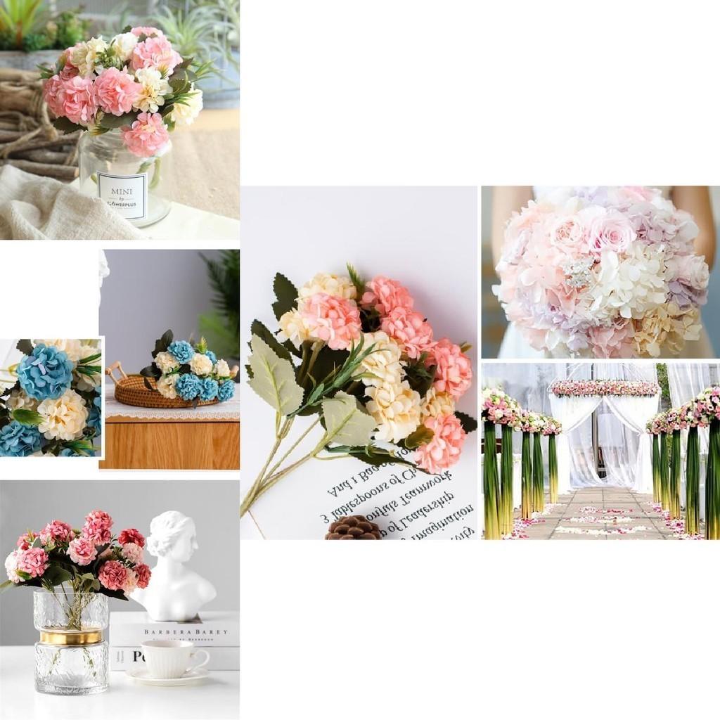 10 Heads Artificial Silk Hydrangea Fake Flowers Bouquet For Elegant Home Decor
