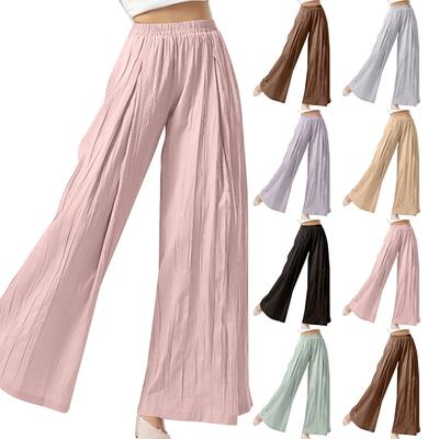 Women's Loose High Waisted Slimming Wide Leg Beach Casual Pants