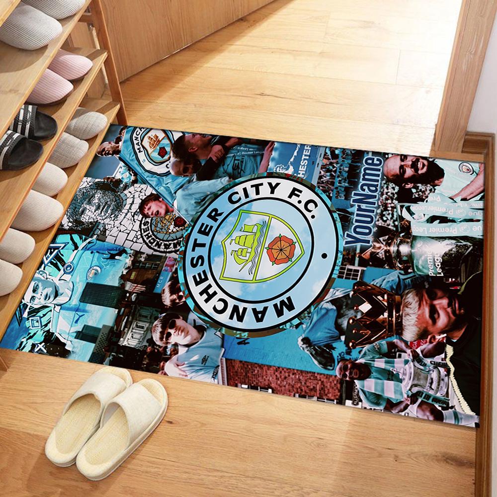Manchester City Personalized Text Floor Rug Office Rug Design for Decorate room Living Rooms Kitchen Playrooms Anti-slip Rug Anime Office Decor