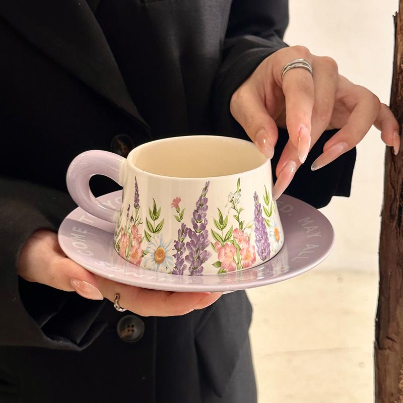 Retro Office Water Cup Girls High Value Coffee Cup Exquisite Ceramic Cup Set Souvenir Birthday Gift