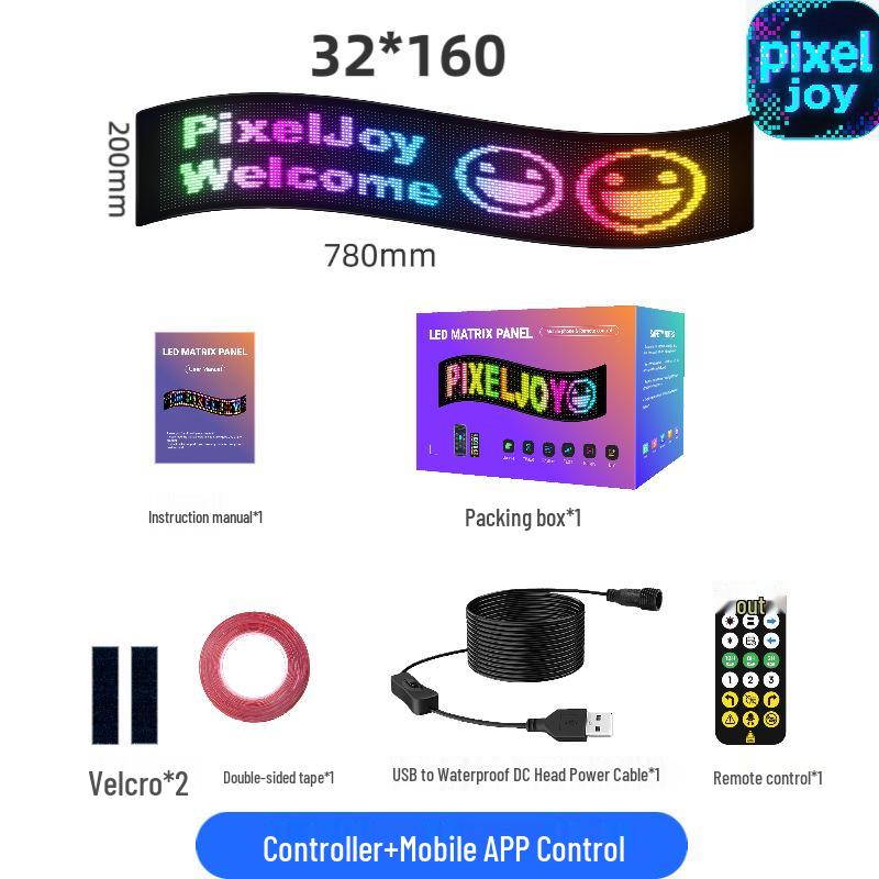 LED Full-Color Bluetooth Interactive Car Screen Sticker - Waterproof & DIY