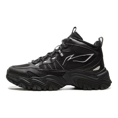 Li Ning Mountain Walking WNTR High Synthetic Leather Fleece Warm High-Top Casual Shoes Men Sneakers Black AGLV169-1