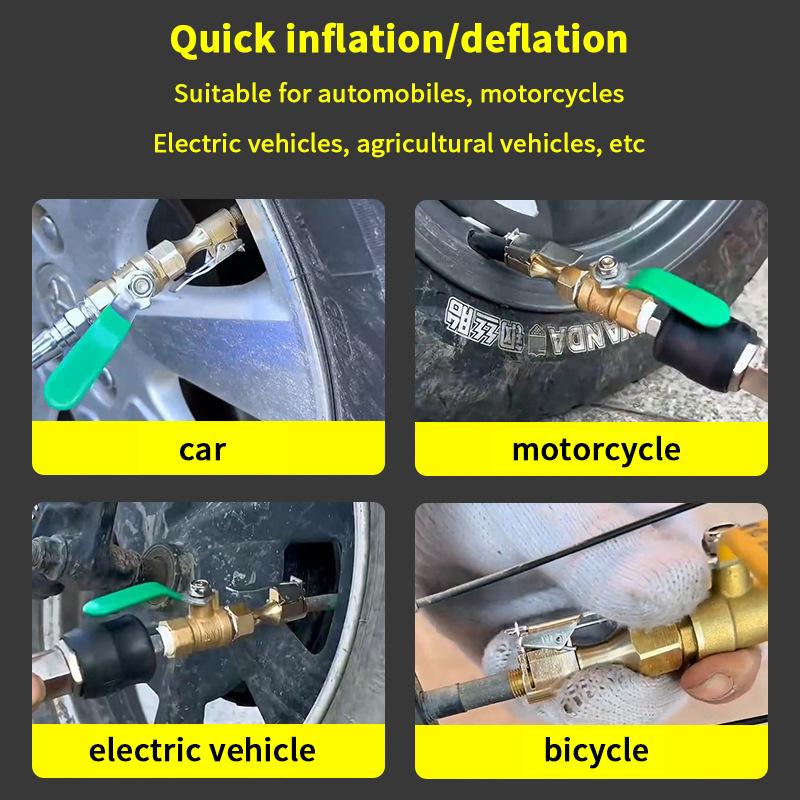 Chuck Quick Inflation Hose Nozzle Car Tire Inflator Nozzle Lock On Tire Inflator With Valve Air Compressor Adapter For Car Suv