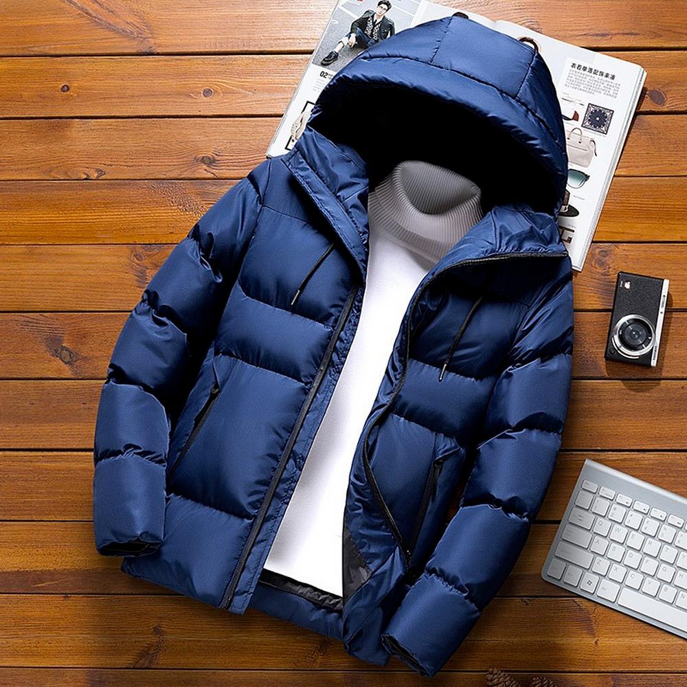 Autumn Jackets For Men Hooded Lightweight Cotton Padded Coats Men Fall Warm Jackets Solid Color Puffer Jacket Men Clothes