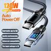 Cablu USB tip C de 120W cu afișaj LED Cabluri de încărcare super rapidă USB A/USB C la cablu de date tip C pentru iPhone Samsung Xiaomi