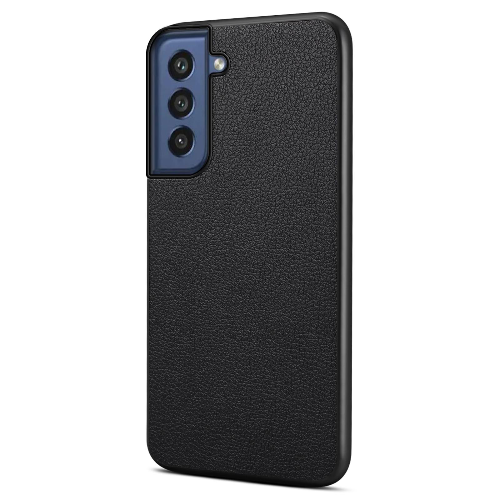 

Чехол для Samsung Galaxy S21 FE 5G, текстура телячьей кожи, ПУ кожа+ТПУ+ПК, защита для телефона Black