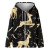 Women's Fashion Casual Christmas Print Long Sleeve Sweatshirt Pocket Jacket Zipper Hoodie Coat