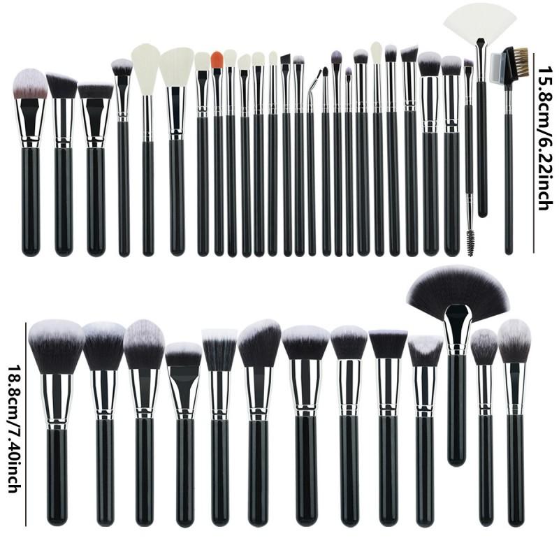 40pcs Black Makeup Brush Set Full Cosmetic Brushes With Bag Face Eye