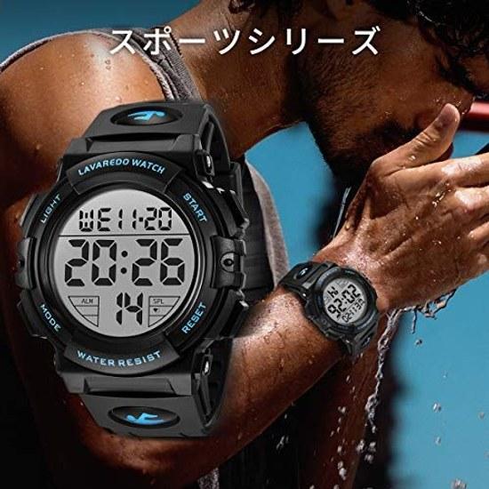 Mens wristwatch digital 50 meters water-resistant date day week alarm LED display multifunctional sports watch stylish outdoor includes instruction