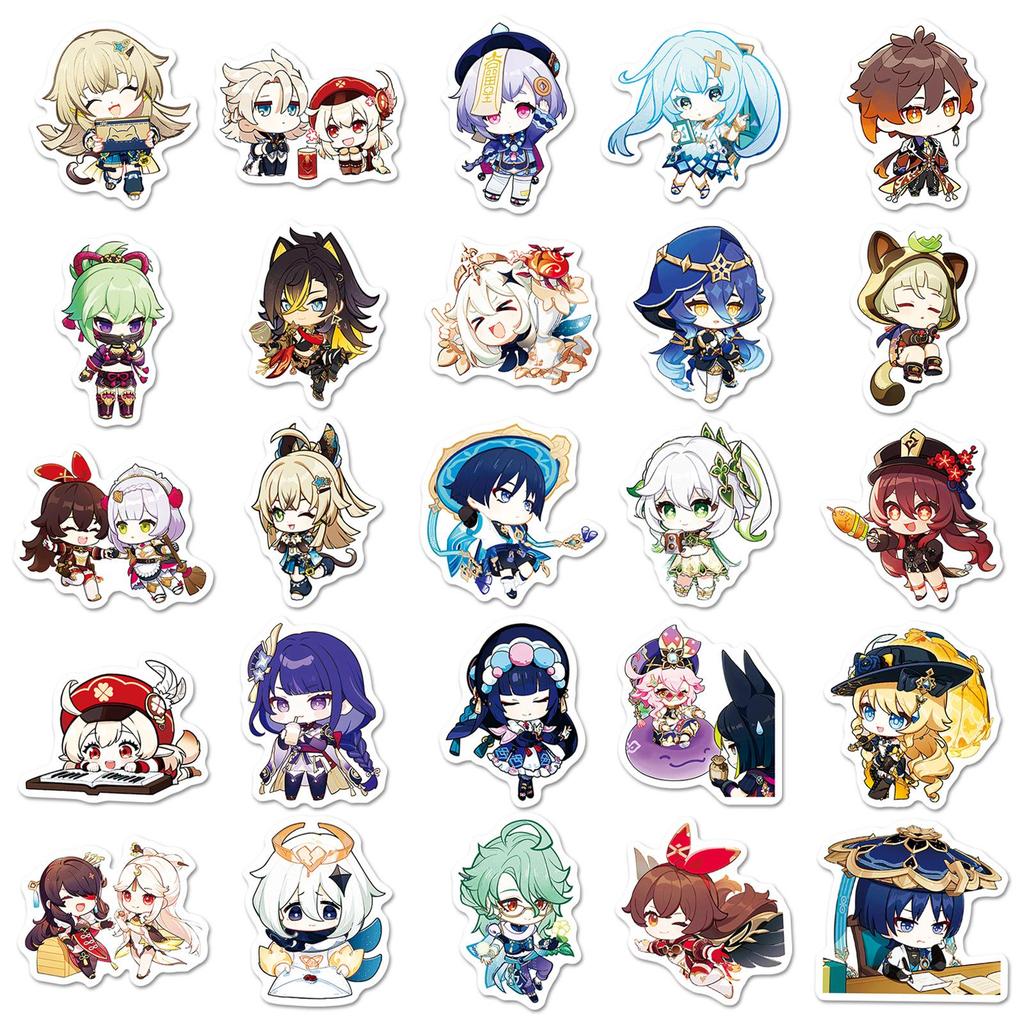 50 Cute Genshin Impact Graffiti Stickers for Game Decoration - Perfect for Water Cups, Mobile Phones & Computers