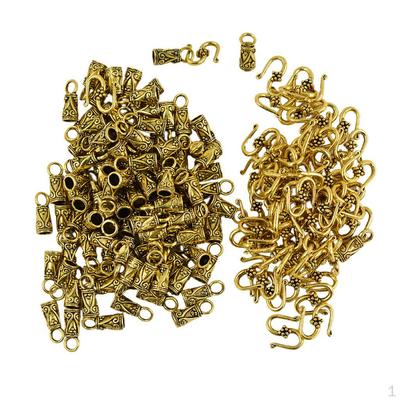 30 Sets Antique Gold S Hook End Caps Leather Cord Alloy Clasp Jewelry Making