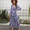 2025 European & American Women's Long Sleeve Evening Dress with Fairy Print