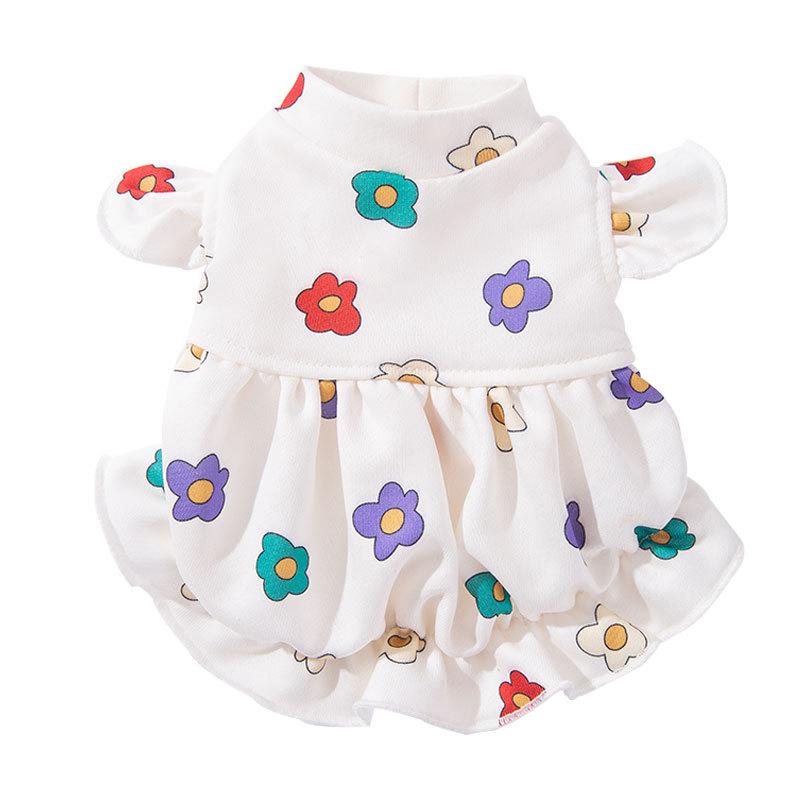 Spring/Summer Floral Pet Dress: Cute Ruffle Sleeve Skirt for Dogs & Cats