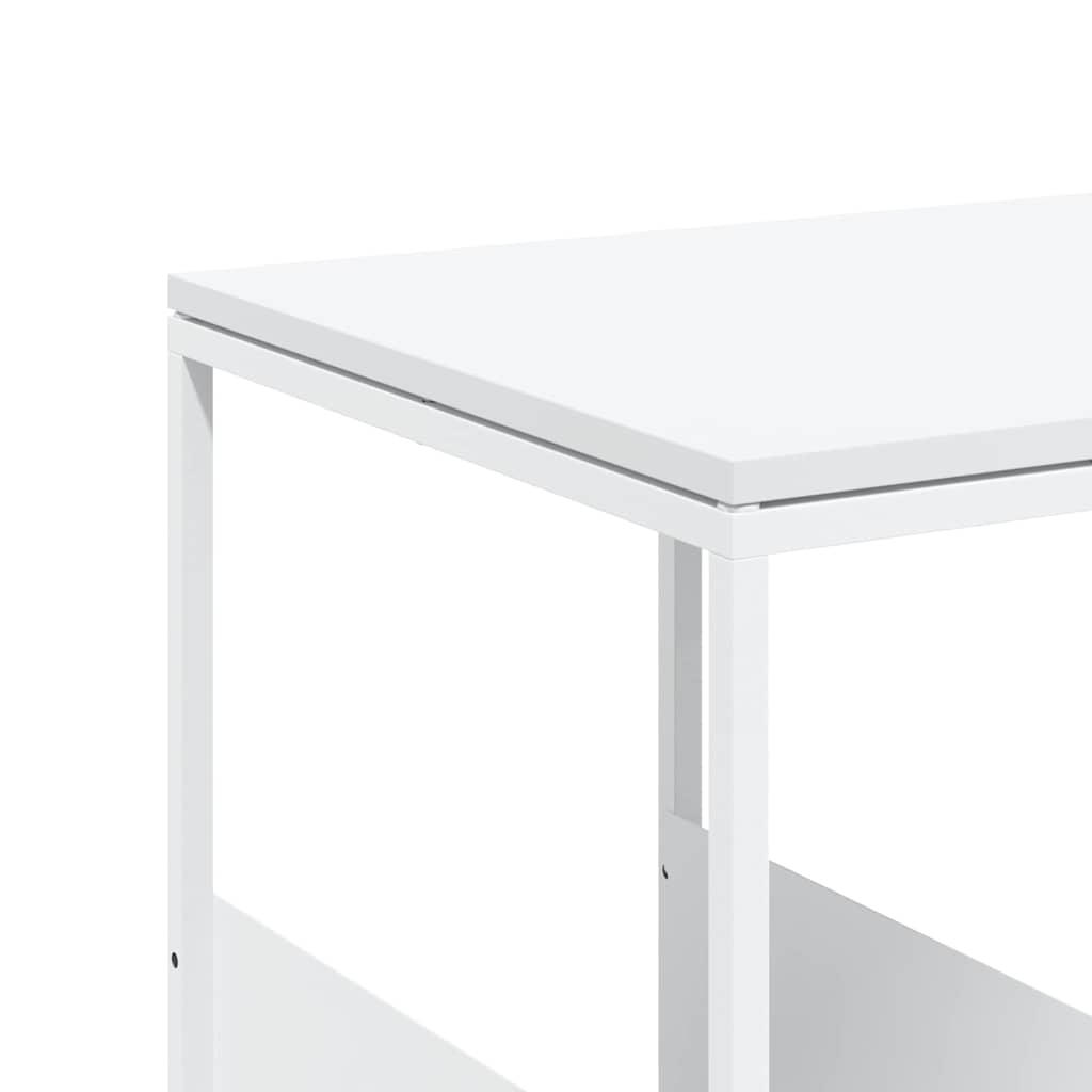 Side Table with Casters White 55 x 36 x 63.5 cm Engineered Wood