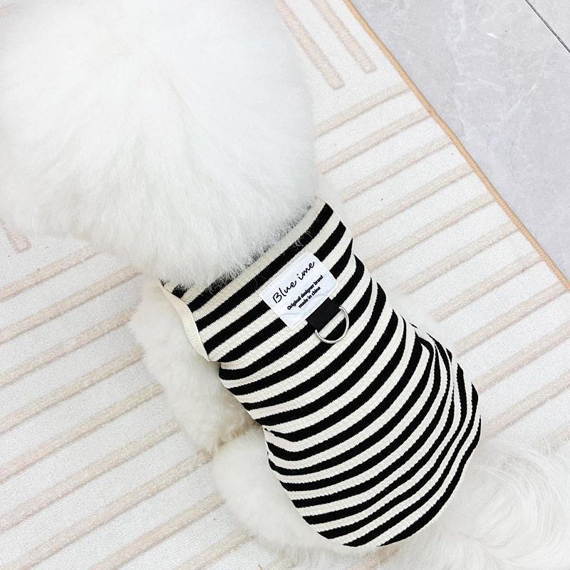 Spring & Autumn Cotton Striped Dog Vest - Comfortable Leash-Pulling Outfit for Teddy, Bichon, Small & Medium Dogs