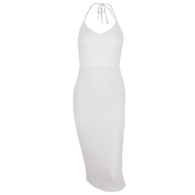 Elegantní Dlouhé Šaty bez Rukávů Y2K Léto Odhalená Záda Slim Hluboký Výstřih Dámské Šaty Módní Jednobarevné Pletené Streetwear Klubové Župan