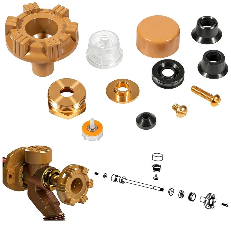 Outdoor Faucet Repair Kit with Metal Handle & Essential Replacement Parts Water Spigot Maintenance for Woodford Model 17