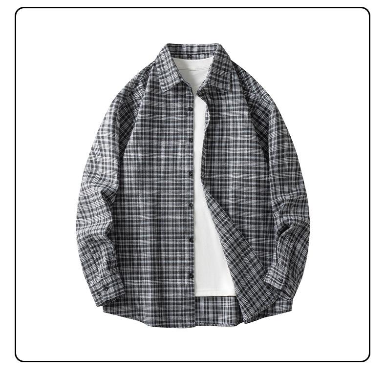 2026 Men's Retro Plaid Long-Sleeved Shirt - Casual Loose Fit for Spring & Autumn