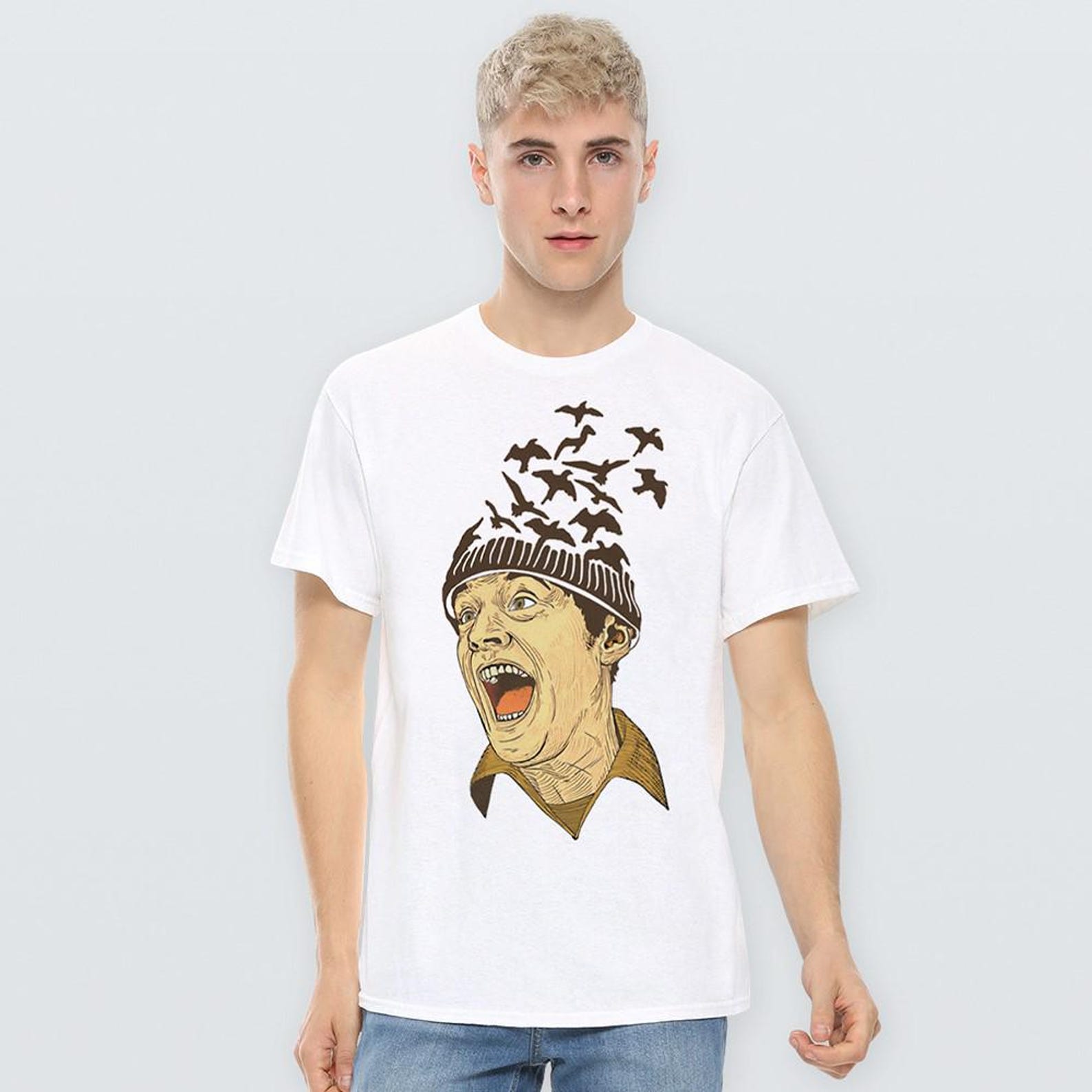 One Flew Over the Cuckoo s Nest Jack Nicholson Art T-Shirt, Men s and Women s Sizes L