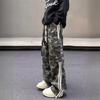 Men's Trendy Retro Vibe Distressed Camouflage Overalls - Slim, Straight, Flared Long Pants