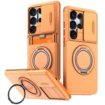 WEFOR Wytrzymałe Etui do Samsung Galaxy S26 S25 S24 S23 S22 Ultra z Uchwytem na Karty Portfelem Podstawką Przesuwaną Osłoną Aparatu Odporne na Wstrząsy