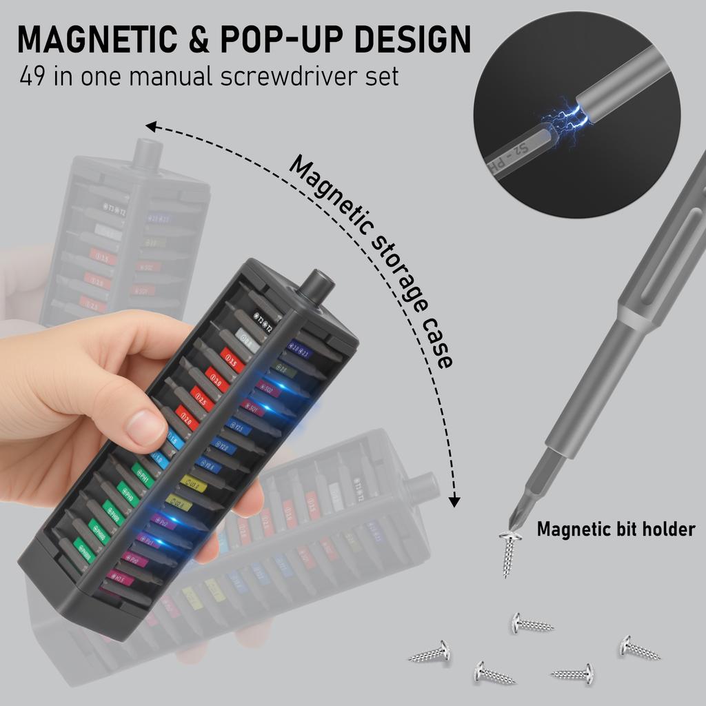 49 in 1 Precision Screwdriver Set Professional Screwdriver Set with Storage Case Manual Screwdrivers Kit for Phone Watch Repair