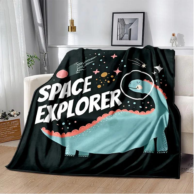 Desenho animado dinossauro espaço fofo dinossauro crianças cobertor de pelúcia macio, cobertor de flanela cobertor para sala de estar quarto cama sofá crianças