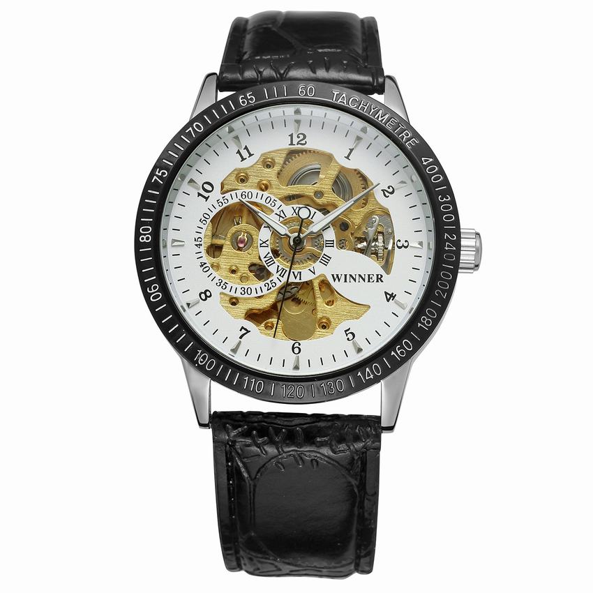 WINNER New Men Mechanical Watches Automatic Self-Wind Transparent Fashion Stainless Steel Wristwatch Skeleton Man Male Hour
