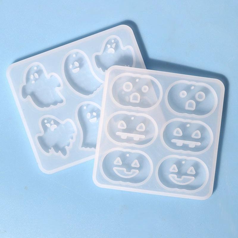 Diy Crystal Epoxy Mold Earrings Jewelry Mold Hanging Pendant Decoration Halloween Pumpkin Bat Mirror Silicone Mold