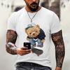 Men's T-shirt 2024 Summer New Round Neck Short Sleeved Bear 3D Printed Plus Size Top