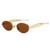 New Oval Small Frame Women Sunglasses  Personality Fashion Metal High End Trend Temperament Men Glasses Uv400