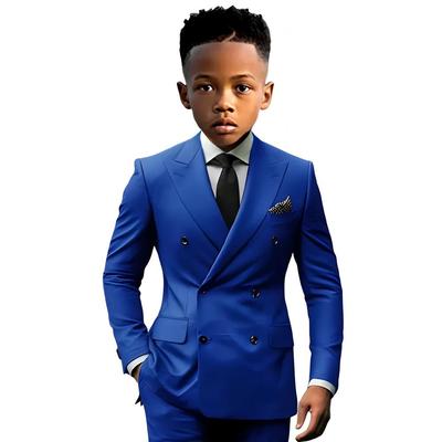 Boys Suit 2 Pieces Blazer Pants Double-Breasted Notch Lapel Jacket Slim Fit Casual Tuxedos For Wedding