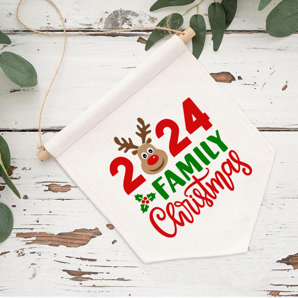 family christmas 2024 Hanging Flag Pennant Flag making memories together christmas eve party Fireplace Mantle xmas wall Decor