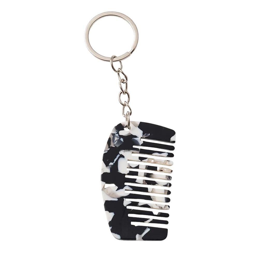 New Mini Comb Keychain Comb Colorful Resin Keyring Hanging Ornament Car Key Holder Bag Decoration