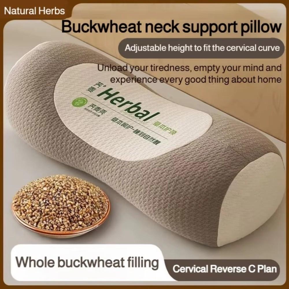 Cylindrical Buckwheat Pillows Breathable Anti-arch Spine Pillow Neck Pain Relief Help Sleep Cervical Vertebra Pillow for Adults