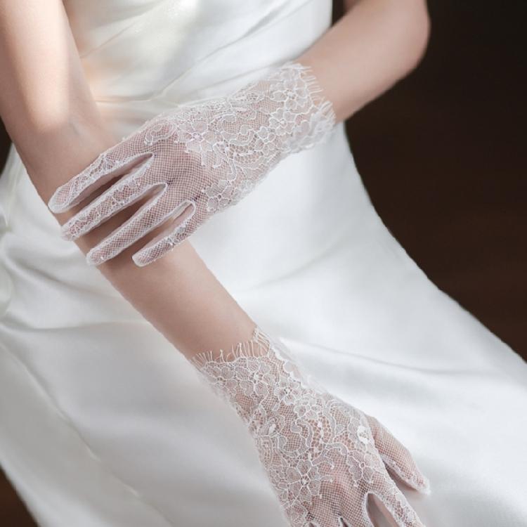Elegant Fingerless Gloves Flower Brimmed Unique Outfits Lace Gloves for Flapper Bride Wedding Dancing Accessories