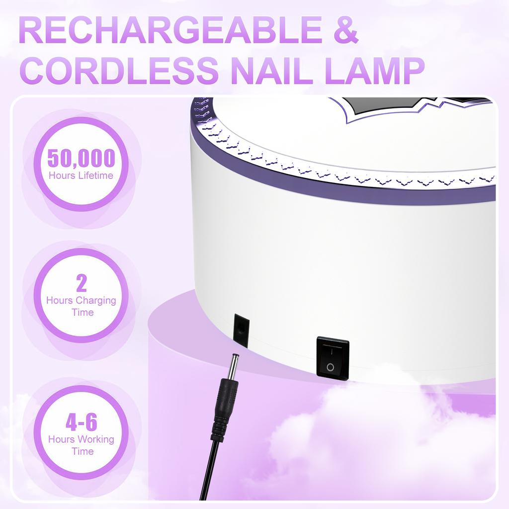 66 Lamp Beads Rechargeable Nail Care Lamp Light Therapy Lamp Quick Drying Nail Care Lamp UV Curing Lamp Wireless Nail Polish Baking Lamp