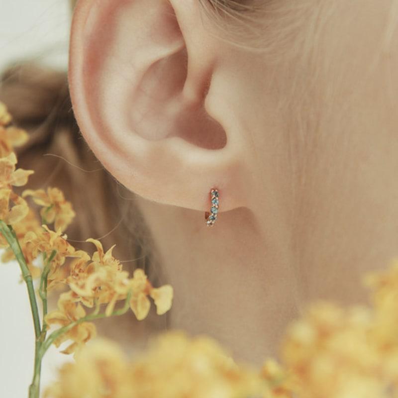 

LUNNE 14k Blue Topaz Stone Mini One-Touch Earrings (14k Gold) #B08 Rose gold