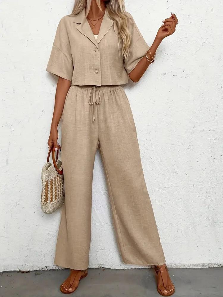 Women Short Sleeve Jumpsuit with Drawstring Waist Multi Colors Casual Summer Romper