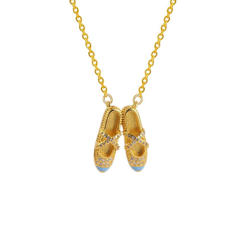 Women Light Luxury Ballet Shoe Pendant Rhinestone Clavicle Necklace Fashion Jewelry