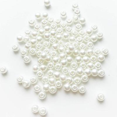 MYmama Plastic Pearl Style Beads 100 Pieces 3mm Pearl Beads White Pearl with Hole