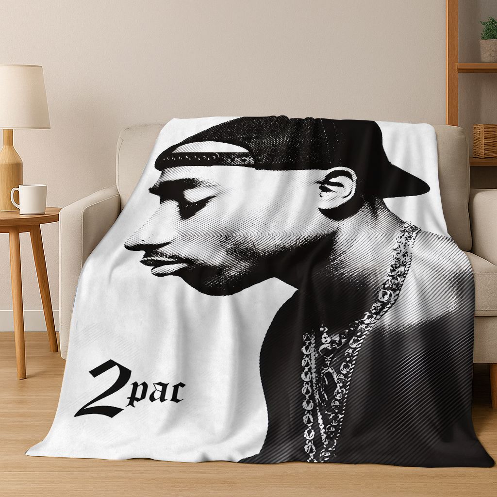Tupac 2pac Rapper Eminem Hip Hop Rap God Art Flannel Blanket,Cozy Soft Throw Blanket for Home Bedroom Bed Sofa Cover Kids Gift