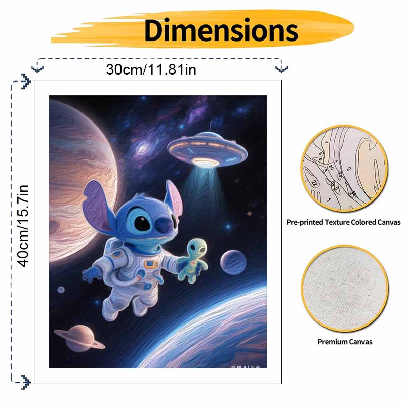 Disney Digital Oil Painting Art Kit Space Stitch Astronaut Alien Hand Filled Home Decor