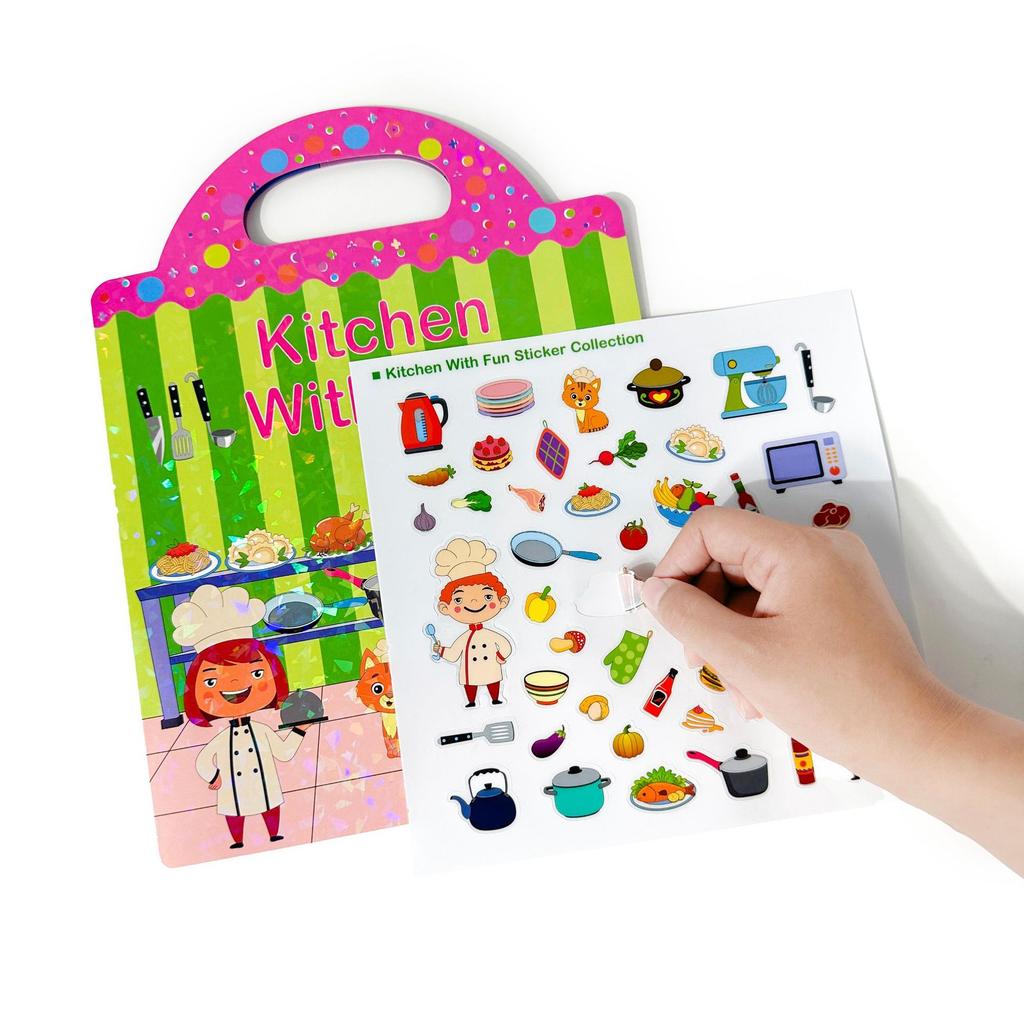 Reusable Sticking Stickers for Children's Campus Life Scenes Early Education Sticker Games Books Learning Cognition Toys For Kid